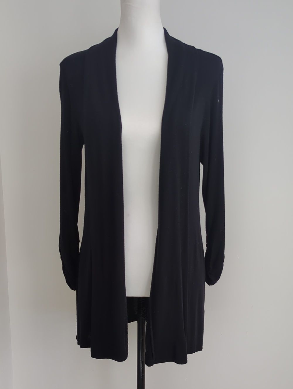 MOD Lusive Black Open Front Longline Duster Cardigan Sweater SMALL